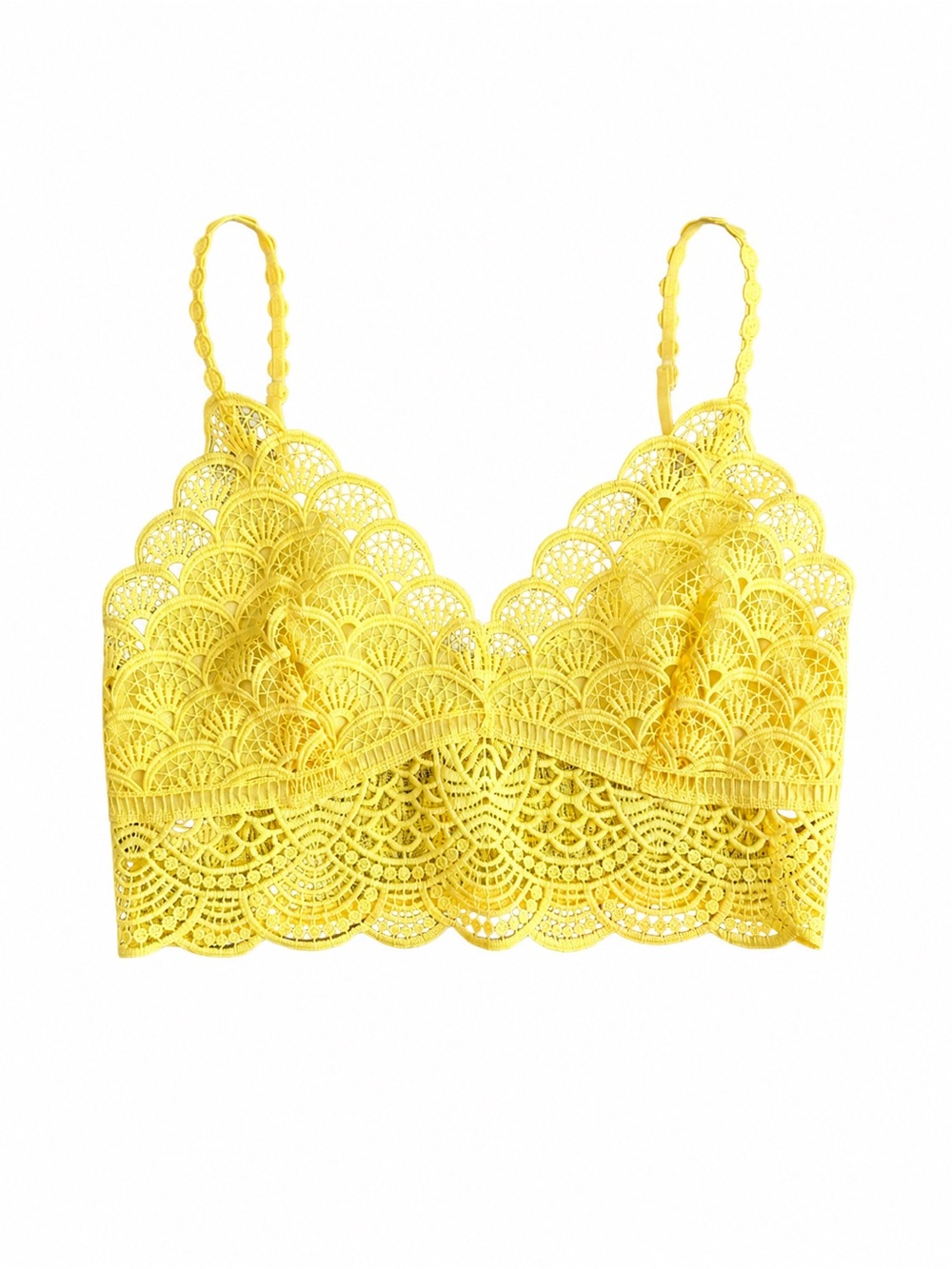 Free People Intimately Adella Bralette Small Yellow Crochet Lace Boho